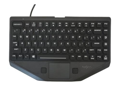 Havis KB-1001 Rugged Keyboard And Touchpad With Emergency Key - Black - 83-Key - USB Type A Cable Connectivity