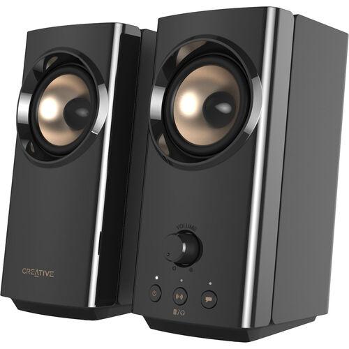 Creative Labs T60 51MF1705AA000 Compact Hi-Fi 2.0 Desktop Speakers - Black - 60 Watts Peak Power - 50-20000 Hertz - Bluetooth Version 5.0 - Bluetooth,