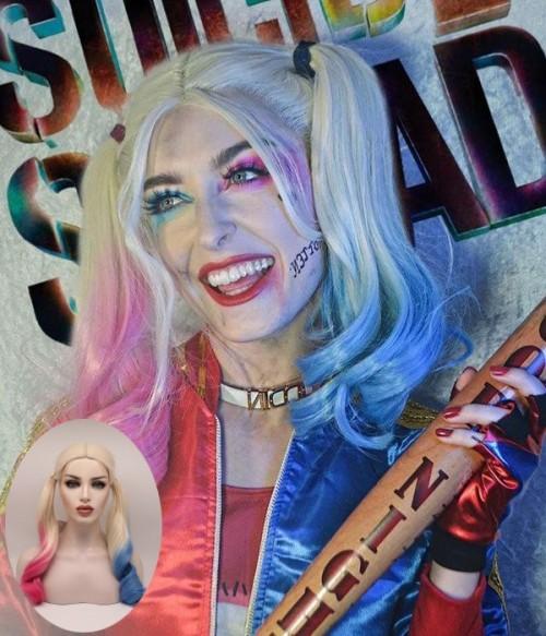 Harley | Blue/ Pink Bunches Long Wavy Synthetic Wig | Harley Quinn