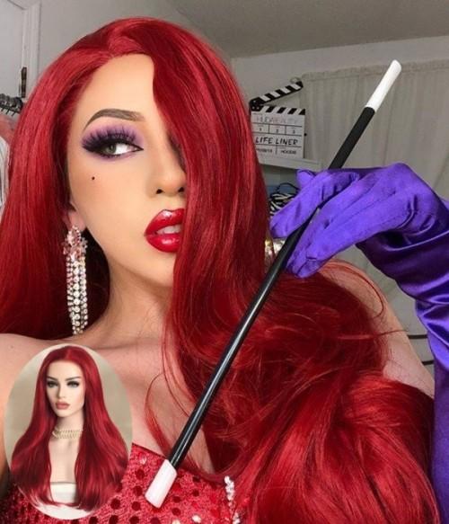 Pure Passion | Rose Red Long Layered Synthetic Lace Front Wig | Ariel/ Jessica Rabbit