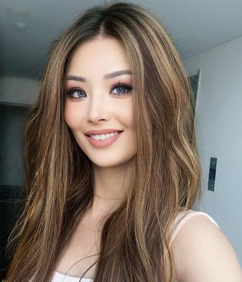 Ophelia | Long Brunette Balayage Human Hair Silk Top Wig | Lace Front | Petite Size