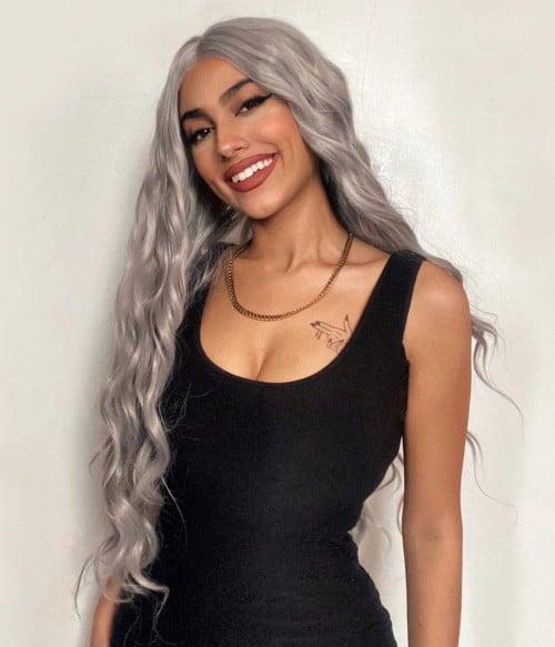 Thunderstorm | Light Gray Long Wavy Synthetic Lace Front Wig