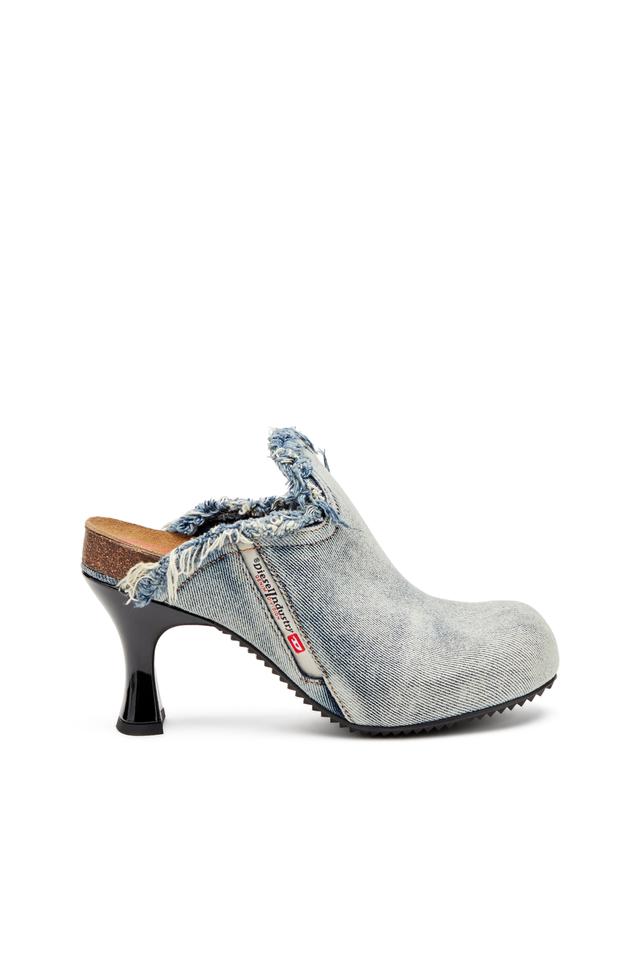 Diesel - D-Woodstock-Frayed denim mules - Moccasins and Mules - Woman - Blue