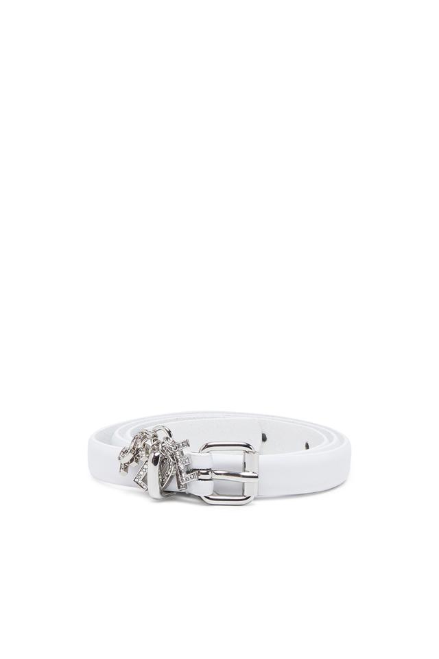 Diesel - 1.4cm leather belt with crystal logo charms - Belts - Woman - White