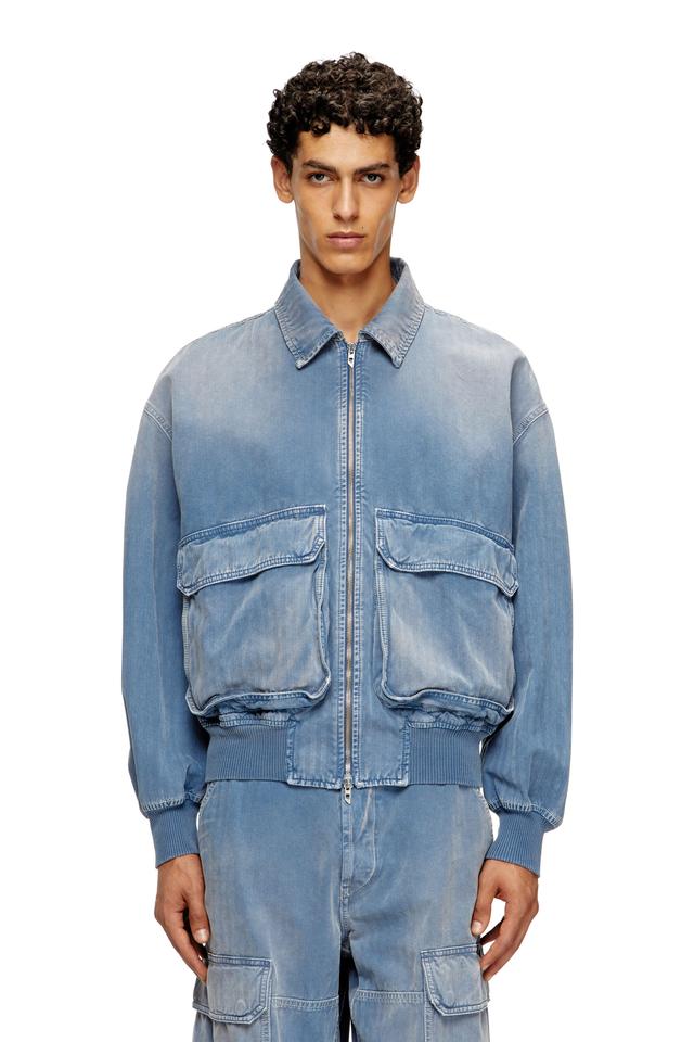 Diesel - Jacket in coloured herringbone denim - Denim Jackets - Unisex - Blue
