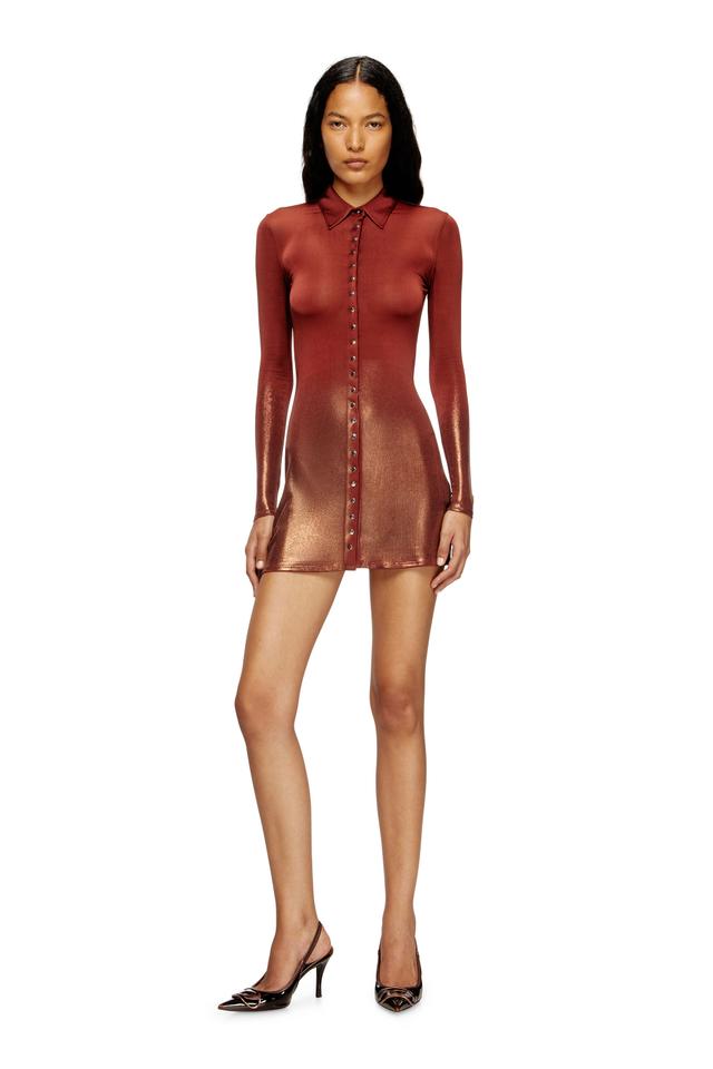 Diesel - Polo mini dress with front buttons - Dresses - Woman - Brown
