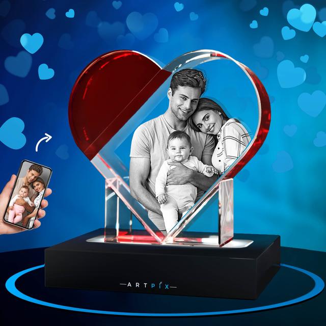 Red Accent 3D Crystal Heart for Parents