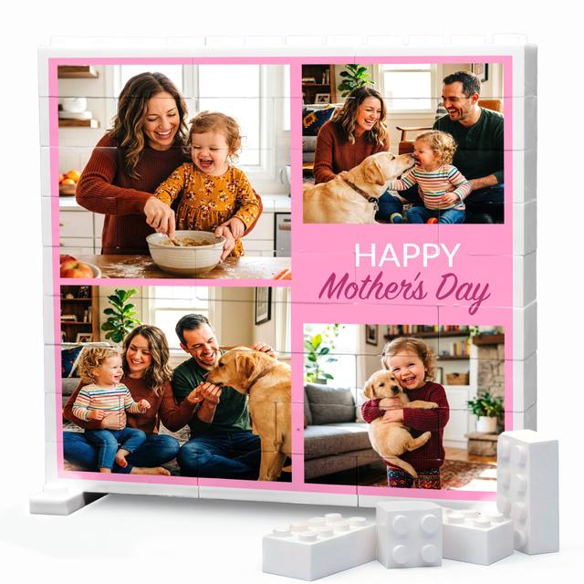 Pink 4 Photo Collage ArtBricks Square | Single-Sided