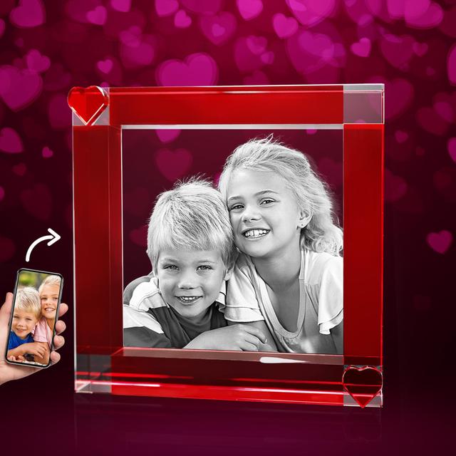 Red Hearts 2D Crystal Frame for Couples
