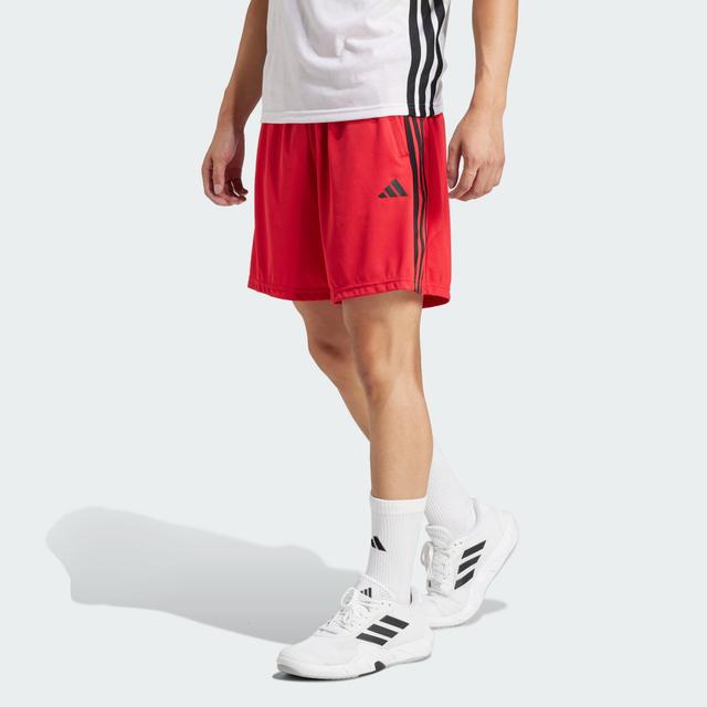 adidas Train Essentials Piqué 3-Stripes Training Shorts Pure Ruby 2XL - Mens HIIT Shorts