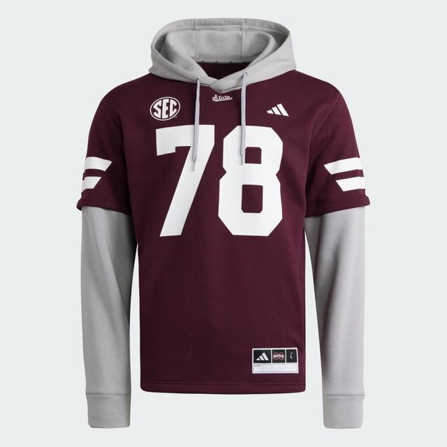 adidas Mississippi State Bulldogs Football Jersey Hoodie Team Maroon 2XL - Mens Football Hoodies & Sweatshirts