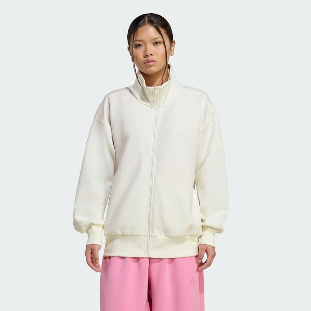 adidas Soft Lux Loose Full-Zip White S - Womens Originals Jackets