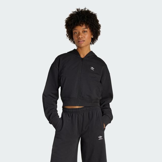 ESSENTIALS FRENCH TERRY CROPPED ZIP HOODIE