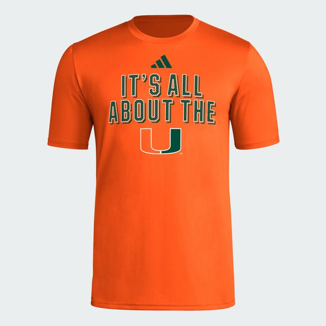 adidas Miami Hurricanes Short Sleeve Pre-Game Tee Collegiate Gold 4XL Mens