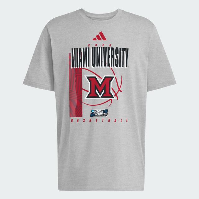 adidas Miami RedHawks March Madness T-Shirt Medium Grey Heather S - Mens Basketball Short Sleeve Shirts