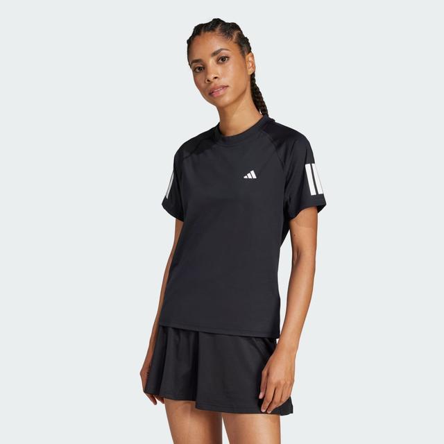 adidas Club 3-Stripes Tennis Climacool Tee Black M - Womens Tennis Short Sleeve Shirts