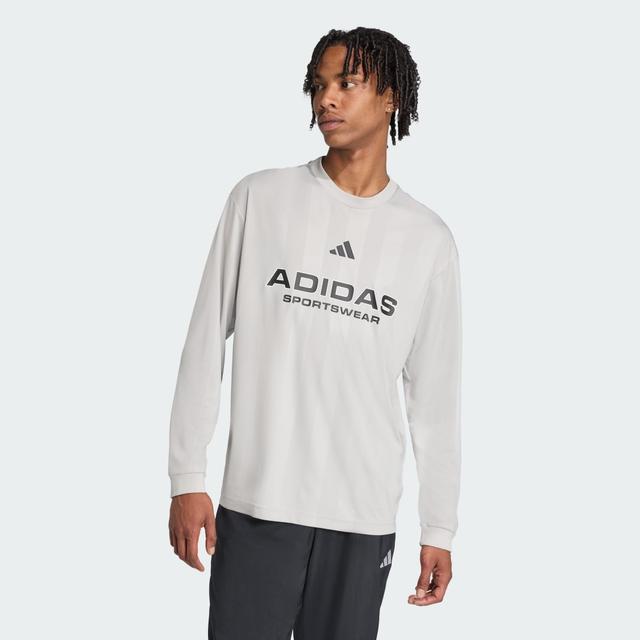 adidas Long Sleeve Jacquard Jersey Metal Grey XS - Mens Originals Jerseys