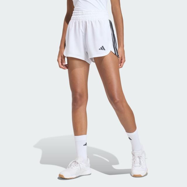 adidas Pacer Workout Woven High Rise Shorts White 2XS 3" - Womens Boxing Shorts