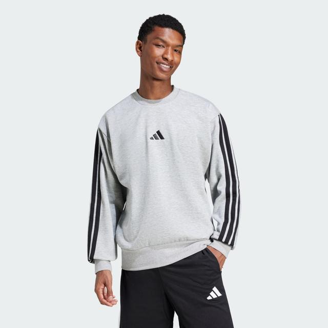 adidas Essentials 3-Stripes Fleece Sweatshirt Grey M - Mens Originals Hoodies & Sweatshirts