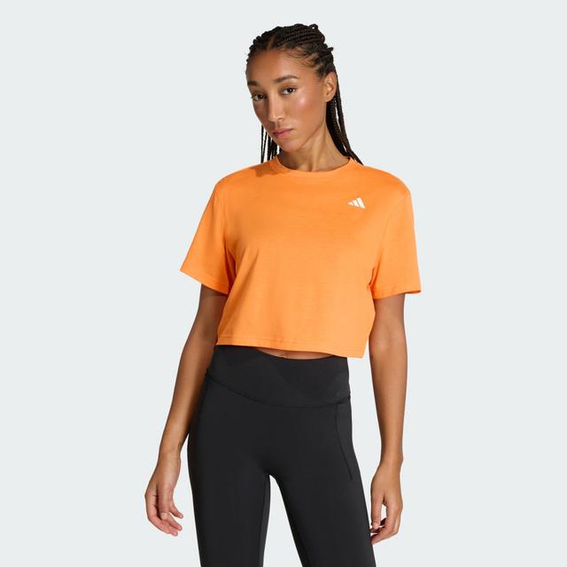 adidas Train Essentials Boxy Workout Tee Pure Orange XS - Womens HIIT Short Sleeve Shirts