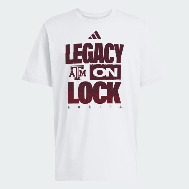 adidas Texas A&M Aggies 2026 Legacy On Lock March Madness T-Shirt White S - Mens Basketball Short Sleeve Shirts