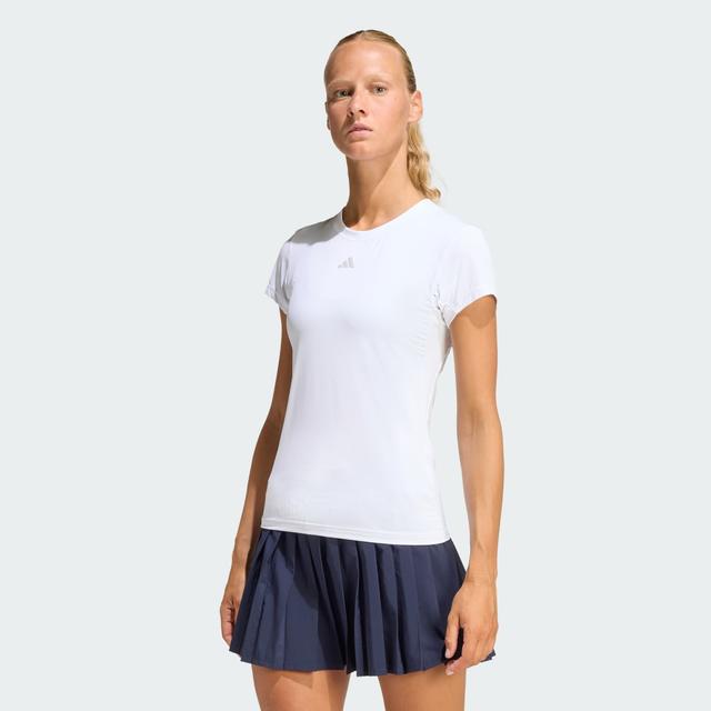 adidas TENNIS CLIMACOOL FREELIFT T-SHIRT White M - Womens Tennis Short Sleeve Shirts