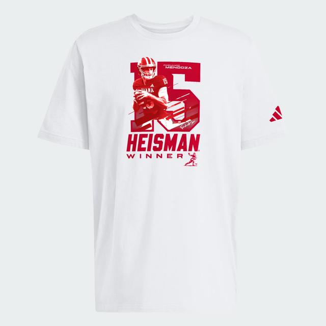 adidas Indiana Hoosiers Fernando Mendoza Heisman Winner Graphic T‑Shirt White M - Mens Football Short Sleeve Shirts