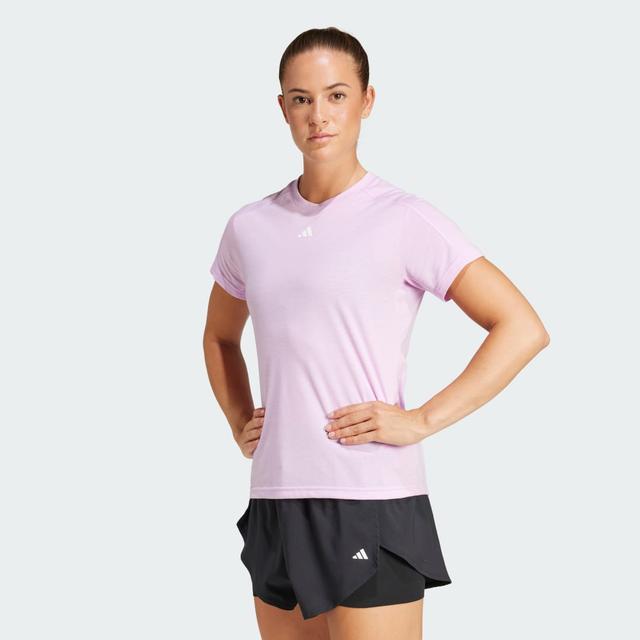 adidas AEROREADY Train Essentials Minimal Branding Crewneck Tee Bliss Lilac M - Womens Workout Short Sleeve Shirts