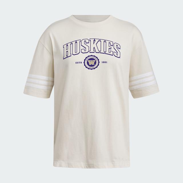 adidas Washington Huskies Women's Exclusive 3-Stripes Tee Wonder White M - Womens Originals T Shirts