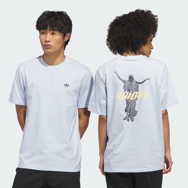 adidas SKATEBOARDING MERLIN TEE Crystal Sky XS - Mens Skateboarding Short Sleeve Shirts