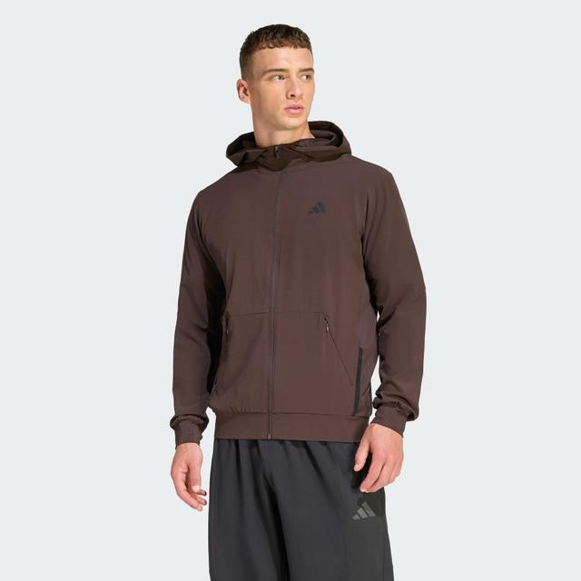 adidas D4T WORKOUT FULL-ZIP HOODIE Aurora Coffee S - Mens Weightlifting Jackets
