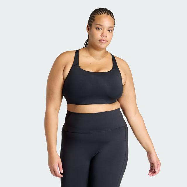 adidas Optime Workout 3-Stripes Medium Support Bra (Plus Size) Black 3X - Womens Weightlifting Sports Bras