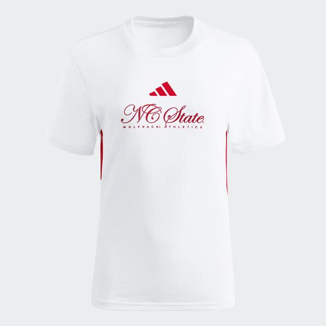 adidas NC State Wolfpack Essentials 3-Stripes Tee White S - Womens Originals T Shirts