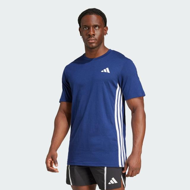 adidas Train Essentials Training Feelready 3-Stripes Tee Dark Blue XL - Mens Workout Short Sleeve Shirts