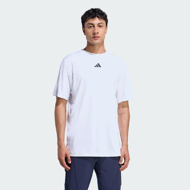 adidas D4T POWER 3 STRIPES T-SHIRT White XL - Mens Weightlifting Short Sleeve Shirts