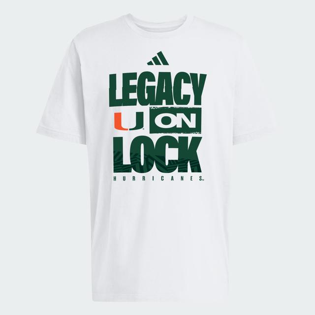 adidas Miami Hurricanes 2026 Legacy On Lock March Madness T-Shirt White S - Mens Basketball Short Sleeve Shirts