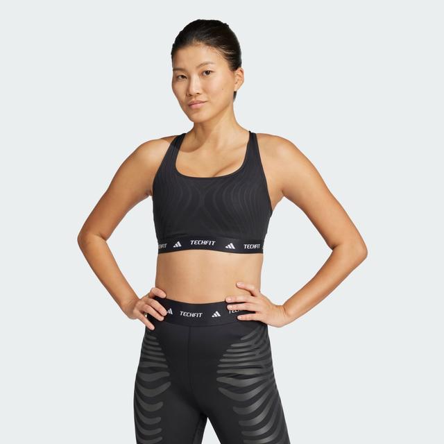 adidas Techfit Control Medium Support Bra Black M DD-F - Womens Workout Sports Bras