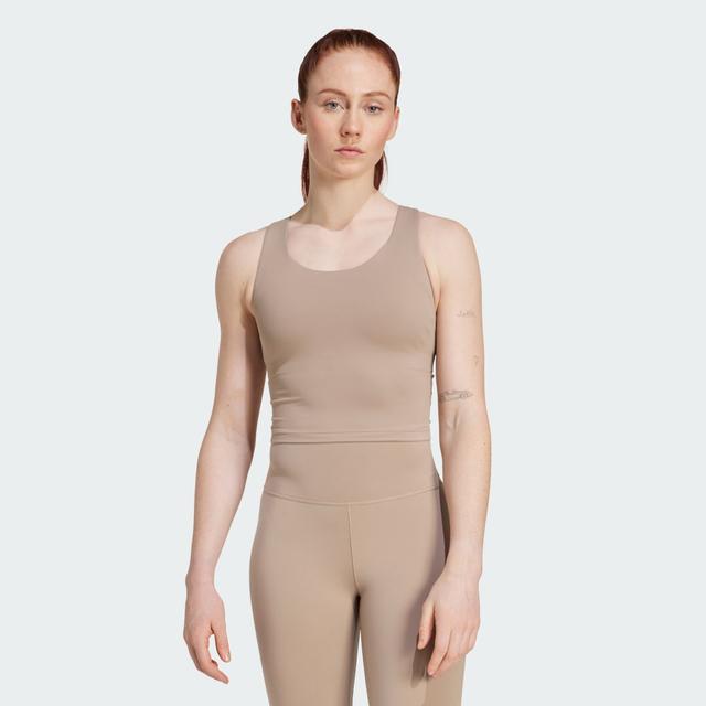 adidas All Me Medium Support Bra Tank Top Chalky Brown M - Womens Dance Sports Bras