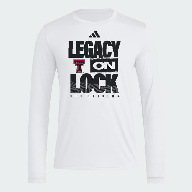 adidas Texas Tech Red Raiders 2026 Legacy On Lock On-Court Long Sleeve Pregame T-Shirt White 2XL - Mens Basketball Long Sleeve Shirts