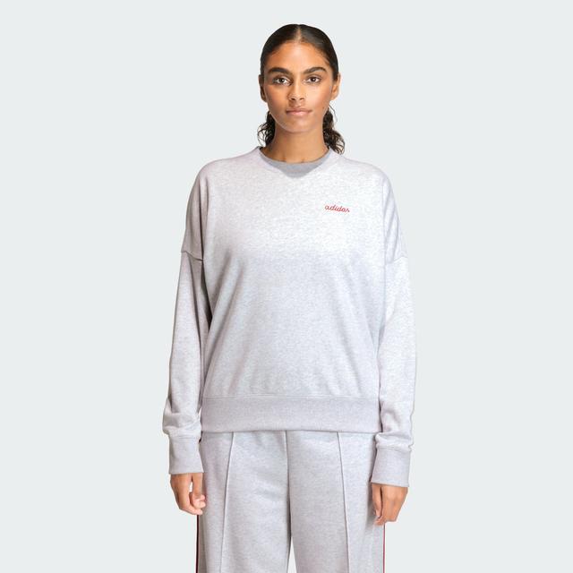 adidas Seasonal Essentials Colorpop Sweatshirt with Embroidered Graphic Light Grey Heather XS - Womens Originals Hoodies & Sweatshirts