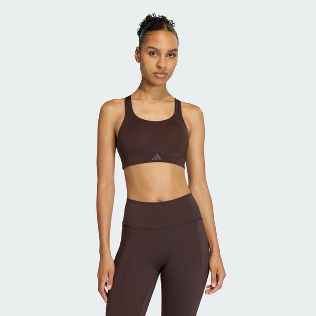 adidas Optime Workout High Support Bra Aurora Coffee M A-B - Womens Weightlifting Sports Bras