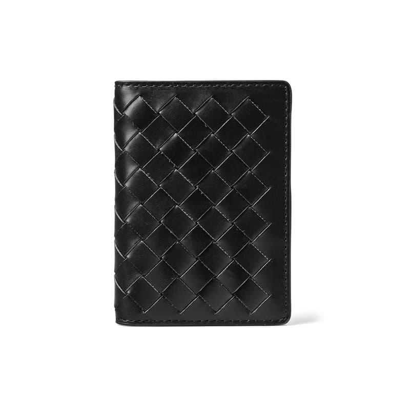 Aspinal of London Double Fold Credit Card Holder in Black Woven Leather