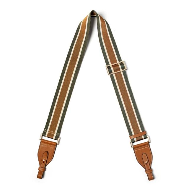 Aspinal of London Ella Webbing Strap in Smooth Tan with Khaki, Tan & Cream Stripes