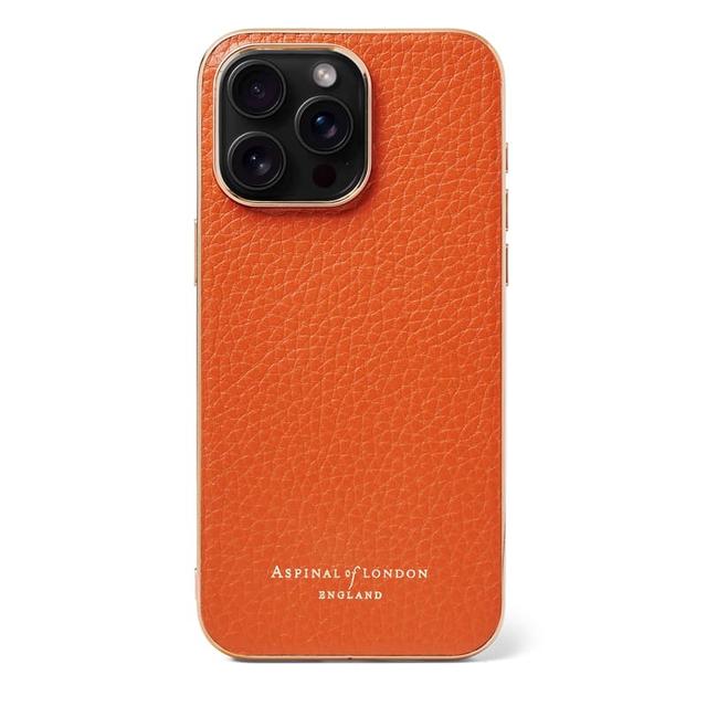 Aspinal of London iPhone 15 Pro Max Case in Burnt Orange Pebble
