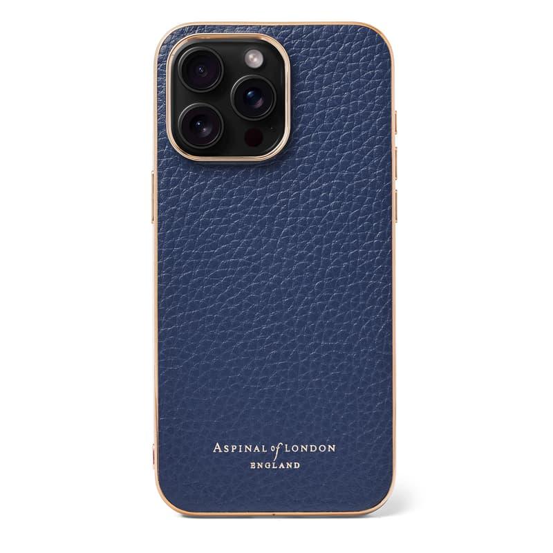 Aspinal of London iPhone 15 Pro Max Case in Caspian Blue Pebble