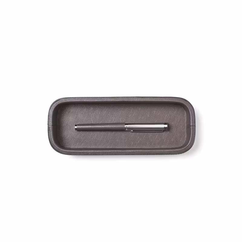 Aspinal of London Pen Tidy Tray in Grey Saffiano