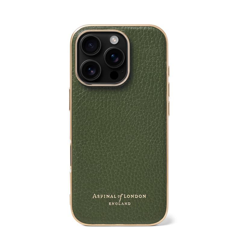 Aspinal of London iPhone 16 Pro Case in Racing Green Pebble