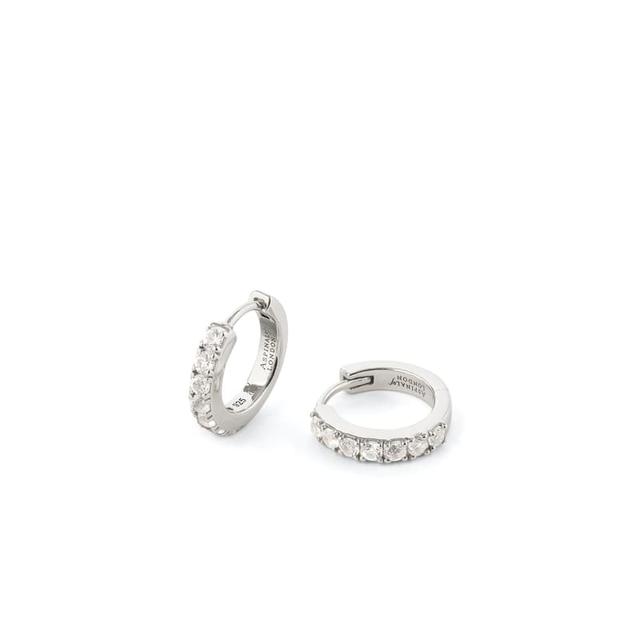 Aspinal of London Pave Huggie Earrings in White Topaz & Sterling Silver 925