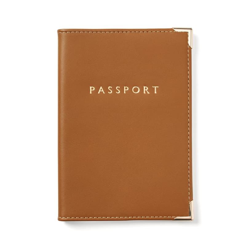 Aspinal of London Passport Cover in Smooth Tan