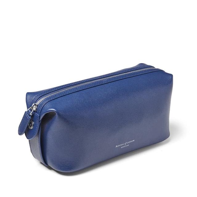 Aspinal of London Mount Street Washbag in Caspian Blue Saffiano